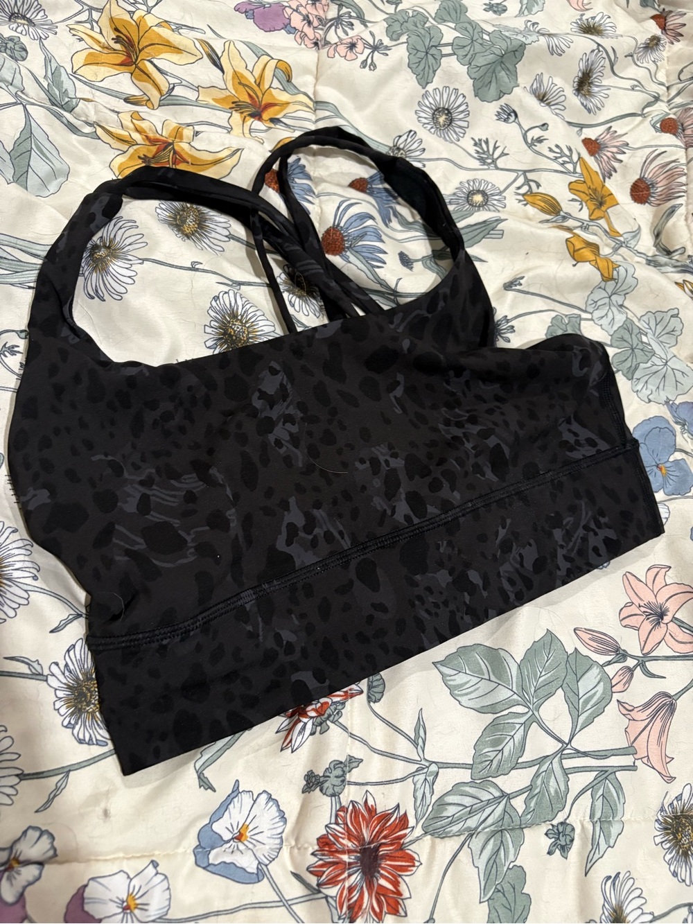 Lululemon Black Animal-Print Sports Bra - Women Intimates & Sleepwear